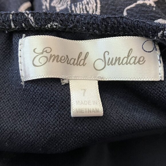 Emerald Sundae Girls Navy and White Floral Jumpsuit Size 7 - Picture 3 of 6